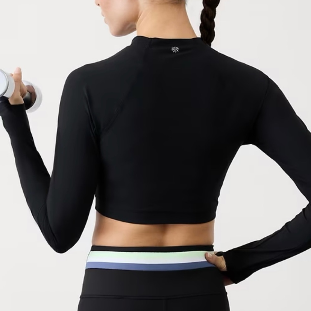 Athleta Crosstrain Ultra Crop Top | Long Sleeve | Black | XXS - Picture 2 of 7
